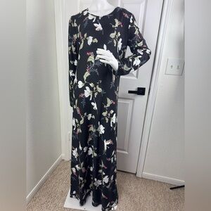 SAH-I ZENAN Floral Long Sleeve Maxi Dress Size 46 Made in Turkey, G#105